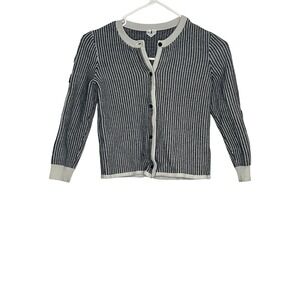 Arket Kids Knit Cardigan Black White Textured Cotton Diamond Sleeve - 6-8Y